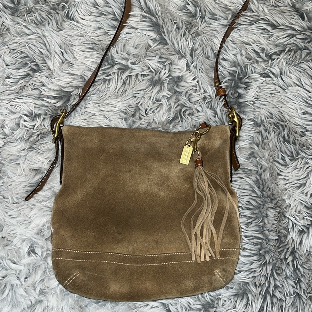 Coach 1419 Convertible Crossbody Or Shoulder Bag Kenia Suede & Leather